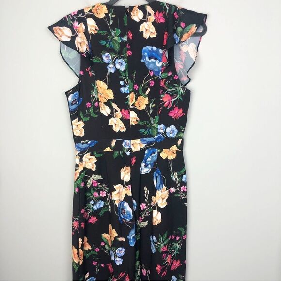 PARKER | Tommi Floral Flutter Sleeve Black Jumpsuit Cropped Women’s Size 6 - Picture 10 of 14
